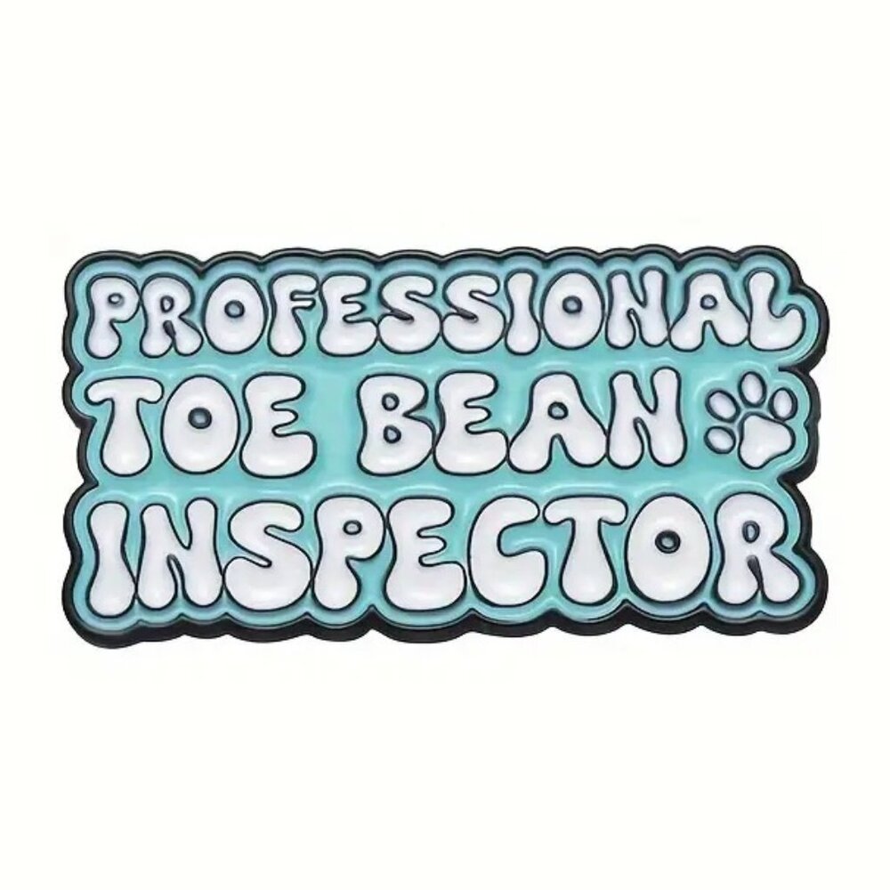 Professional Toe Bean Inspector Cat Kitten Enamel Pin Brooch Funny Cute NWOT